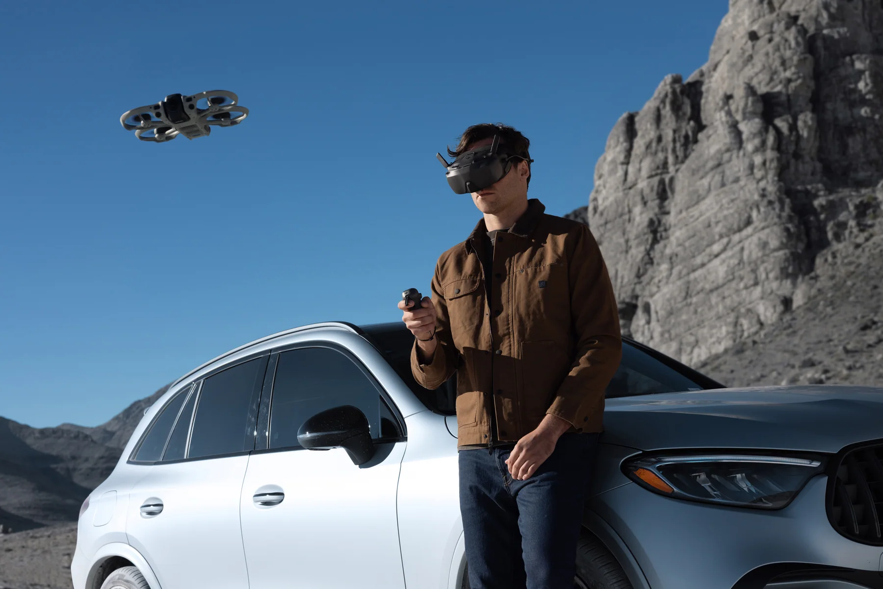 Pilot flying DJI Avata 360 using DJI Goggles N3 and RC Motion 3