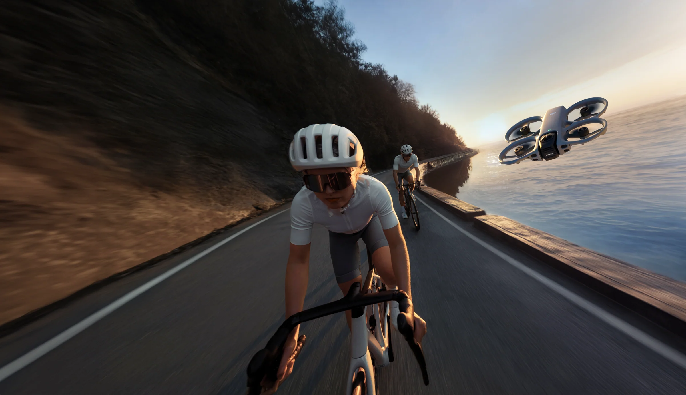 DJI Avata 360 following a cyclist