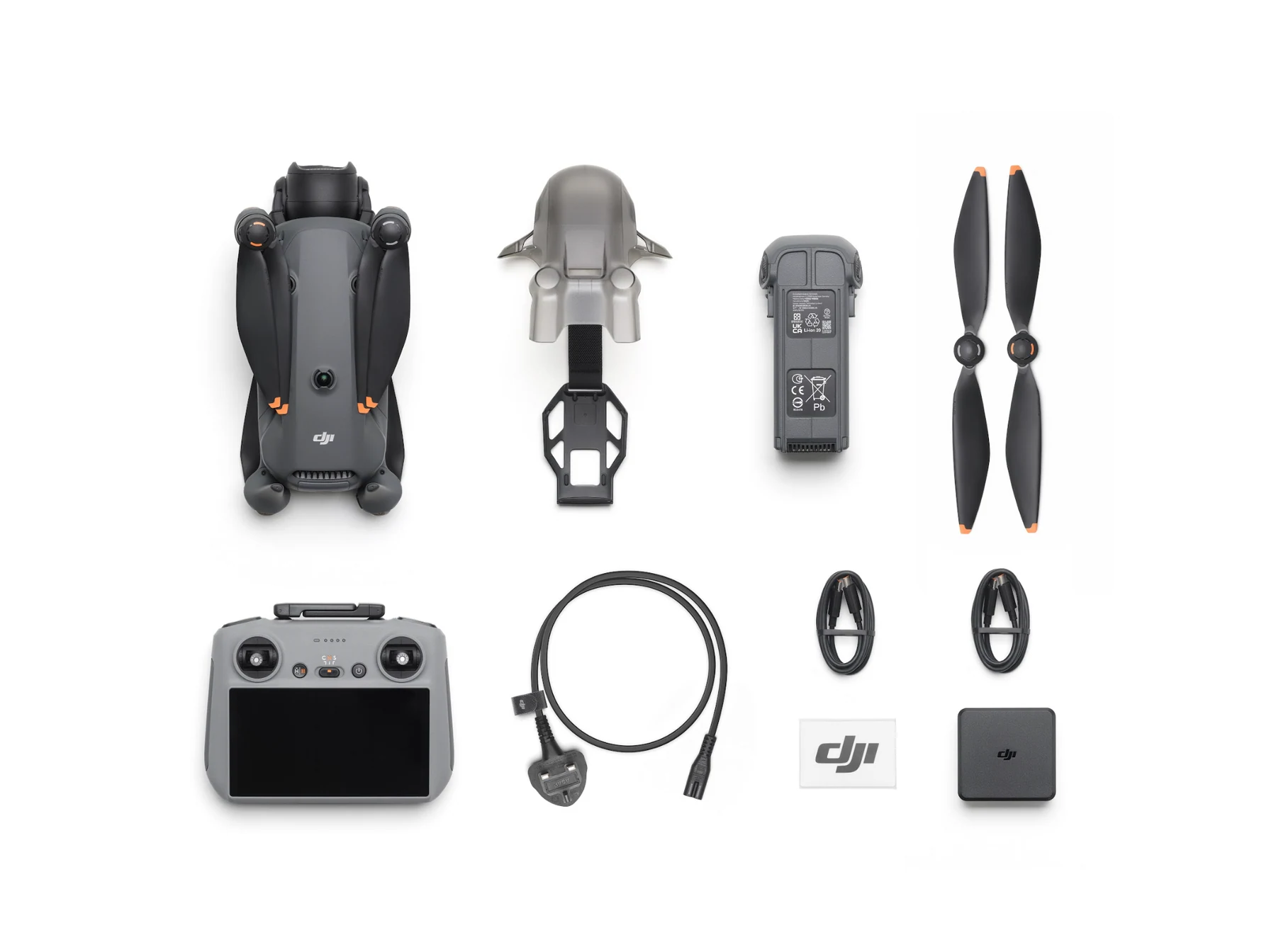DJI Mavic 4 Pro standard kit arranged on a white background
