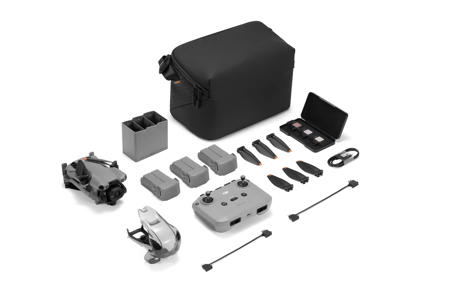 Fly More (RC-N3) package with its included controller, batteries, charging and carry components