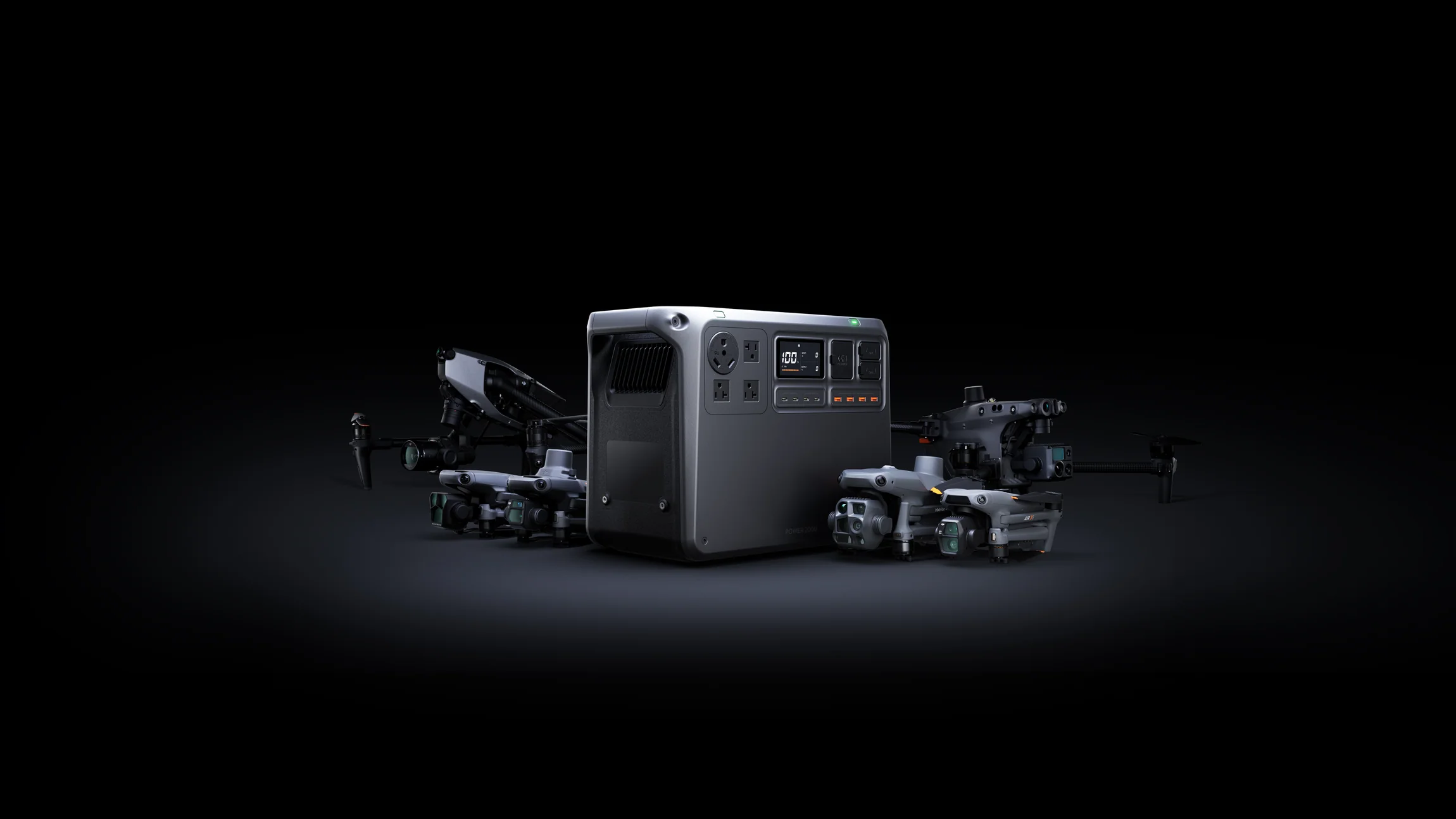 DJI Power 2000 connected to a DJI drone charging system