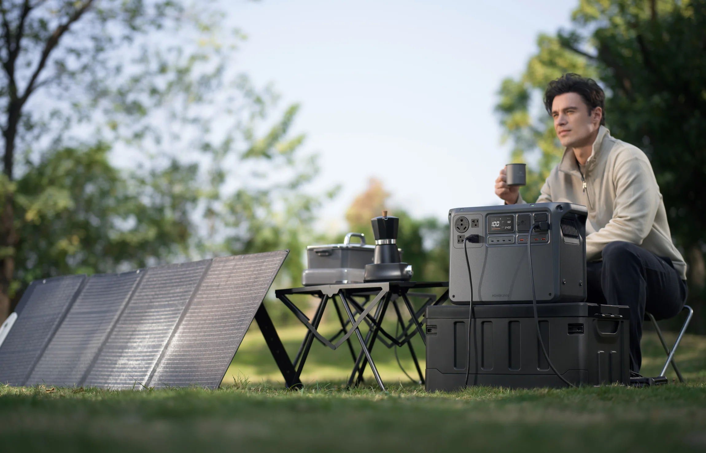 DJI Power 2000 charging from portable solar panels