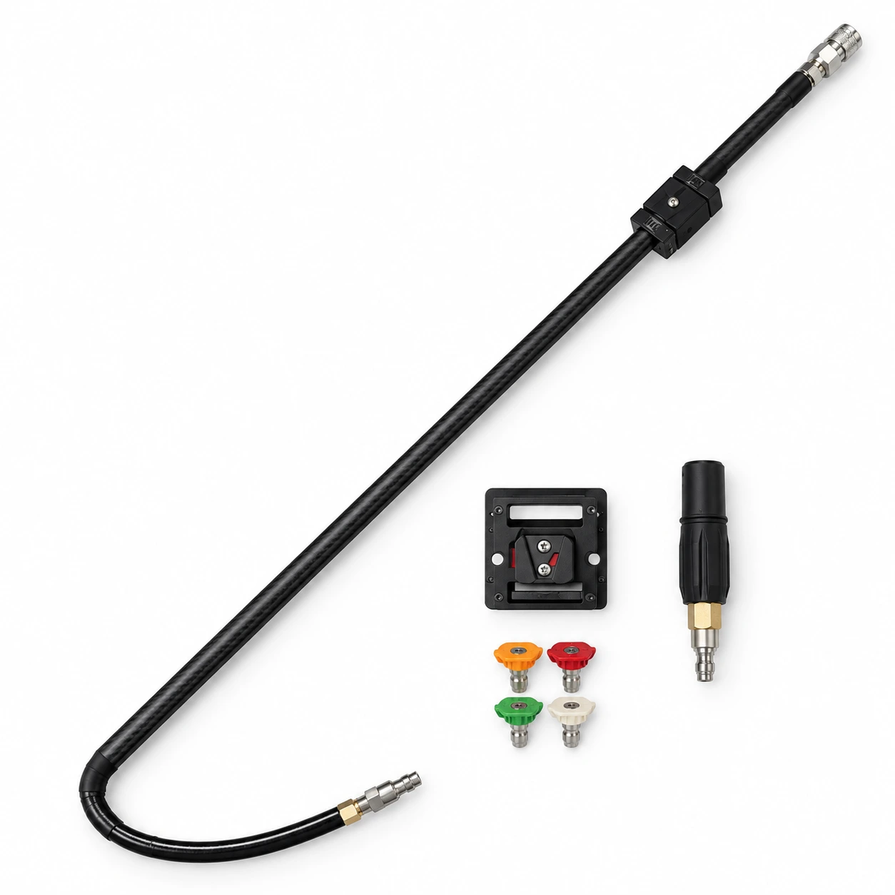 SkyFlow SF-3 Lite carbon fiber drone cleaning rod with mounting hardware and nozzle kit