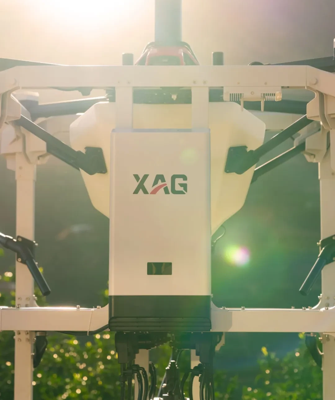 X Series drone in its dock, backlit by the sun